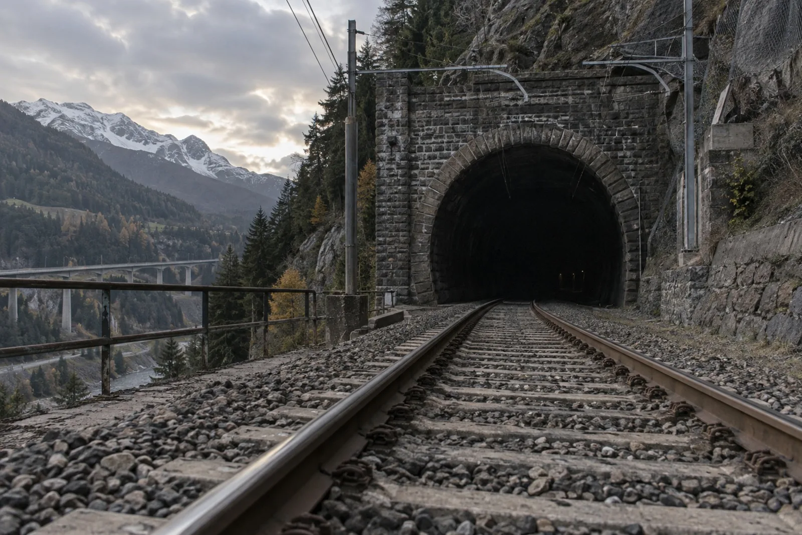 Eisenbahntunnel der Brennerbahn in den Bergen bei Südtirol