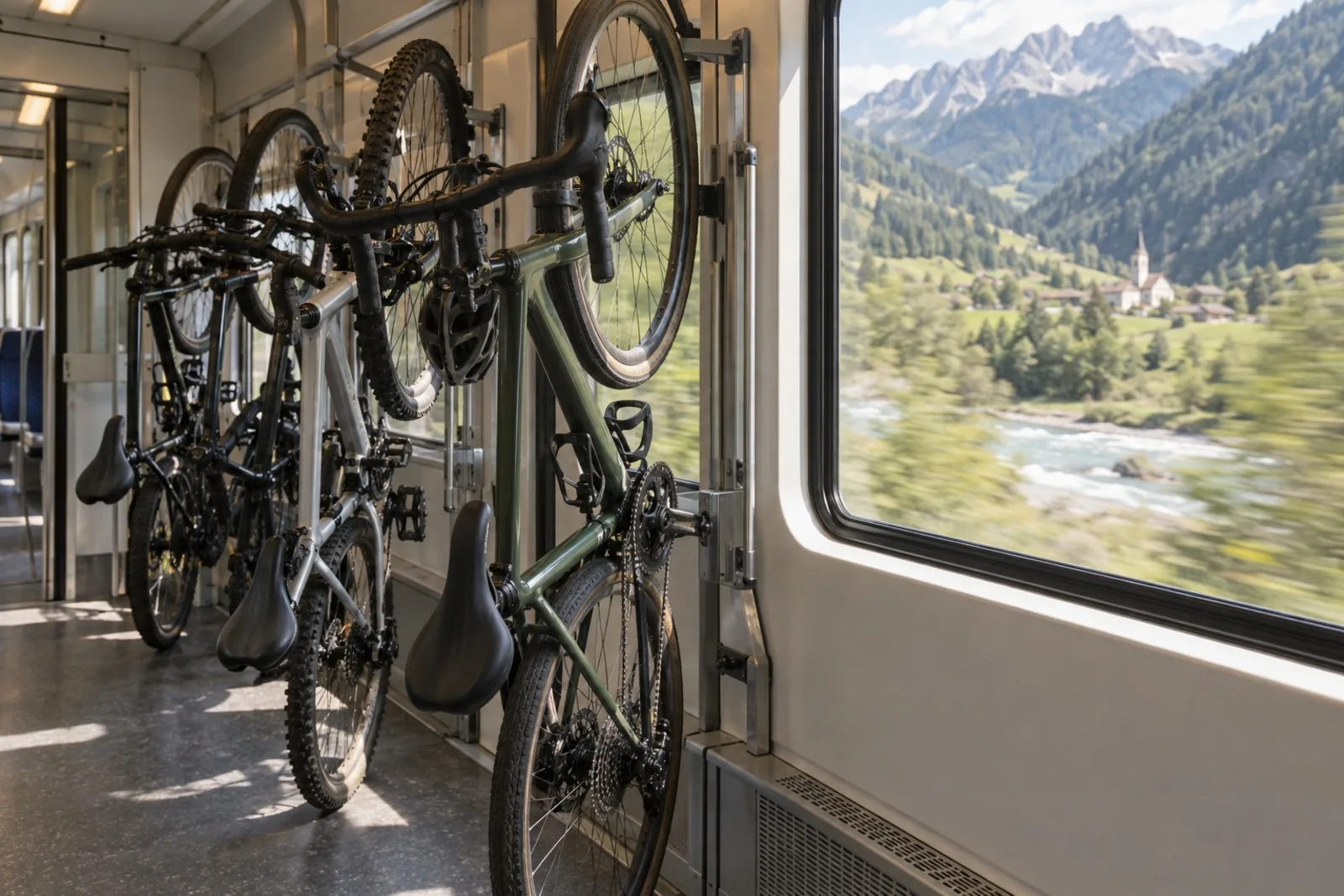 Fahrrad im Gepäckabteil eines Regionalzugs in Südtirol